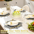 Set of 18 Round Placemats Black, Heat-Resistant PVC Table Mats with Luxury Metallic Glossy Finish for Thanksgiving Christmas Wedding Party Decor, Easy to Clean - Image 5