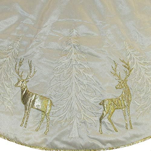Kurt Adler Gold Tree and Reindeer Applique Tree Skirt, 48" - Image 4