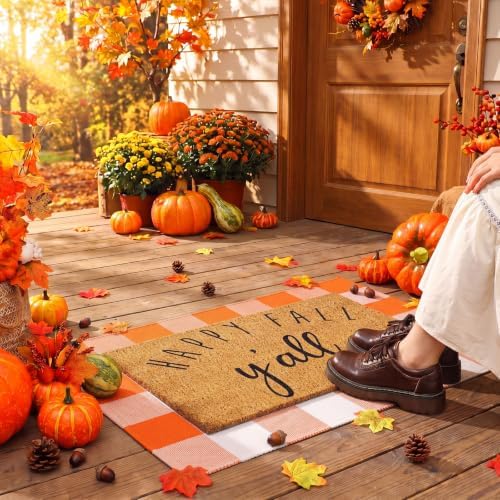 Moucuny 2 Pcs Fall Coir Doormat Outdoor, Happy Fall Yall, Non Slip Backing - Image 4