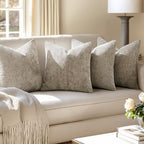MIULEE Soft Decorative Chenille Pillow Covers Khaki 18x18 Pack of 4 - Image 5