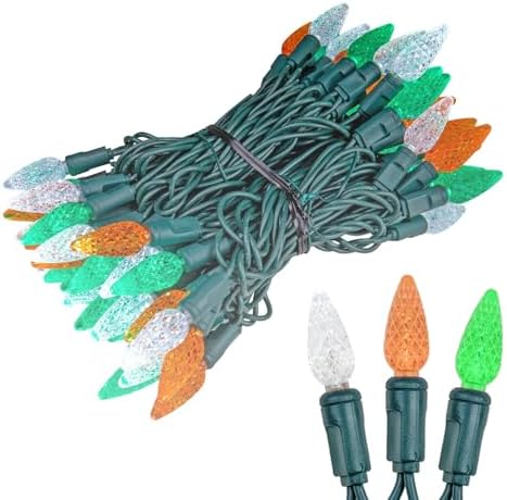 Novelty Lights 24FT 70 LED C6 Green, White, Orange St. Patrick's Day Lights - Image 6