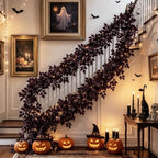Fall Garland for Mantle, 2 Pack 7 Ft Plum Cimicifuga Seeded Leaf Garlands - Image 5