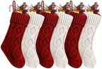 Fesciory Christmas Stockings 6 Pack, 14 Inch Cable Knit Xmas Decor by Fesciory