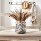Grey Ceramic Vintage Flower Vase, Decorative Pot, 6.7 in - Image 2