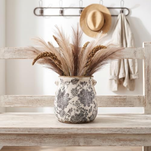 Grey Ceramic Vintage Flower Vase, Decorative Pot, 6.7 in - Image 2