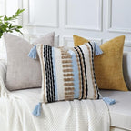NUYECY Boho Throw Pillow Covers 18x18 Aesthetic Neutral Boucle Couch Pillow Cover Rainbow Striped Decorative Accent Pillow Case for Couch Bed Sofa Farmhouse Bedroom,Modern Funky,Set of 2 Khaki - Image 5