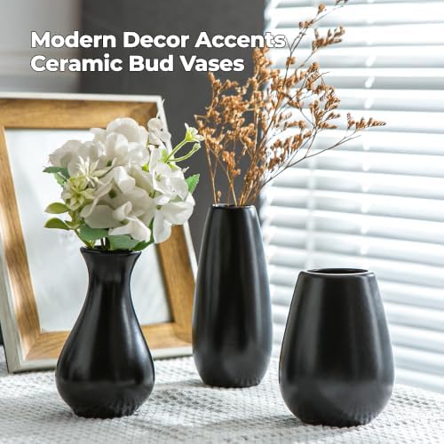 Tanvecle Ceramic Bud Vase Set of 10, Black Small Flower Vases for Decor - Image 4