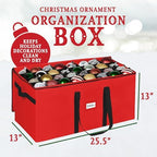 Christmas Ornament Storage Container,Box Stores Up to 128-3 inch ornaments, Adjustable Dividers, Large Organizer Bin to Protect and Store Holiday Décor - Red - Image 3