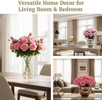 Auihiay 60PCS Pink Roses, Artificial Roses, Fake Roses, Velvet Silk - Image 6