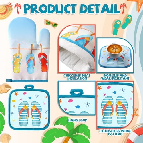 VitalCozy 10 Pcs Summer Flip Flop Beach Kitchen Decor Set Kitchen Towels - Image 4