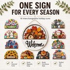 16PCS Interchangeable Welcome Sign for Front Door Seasonal Magnetic Wooden (#3-2pcs) - Image 4