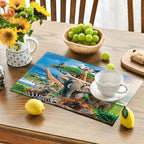 Elephant Giraffe Zebra Placemats Set of 6 Funny Zoo Animals Table Mats African Place Mats Decor Imitation Linen Heat Resistant Tablecloth for Dining Decorations Kitchen Party Restaurants 12''x18'' - Image 2