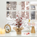 Glitzhome Valentine Artificial Berry Heart Blossom Table Tree 18”H Red Heart Tree Table Centerpiece for Valentine’s Day Holiday Decoration Home Decor Artificial Plants - Image 3