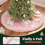 iMucci 30inch Christmas Tree Skirt Wool Fur Pink Tree Skirt Small Tree Skirts Pink Trees Skirt Holiday Party Decoration - Image 4