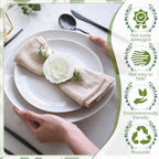 Yunsailing 24 Pcs Flower Napkin Rings Peony Floral Handmade Napkin Holder Rings Handicraft Holder for Table Decorations Wedding Holiday Banquet Luncheons Birthday Party Picnics Supplies(White) - Image 3