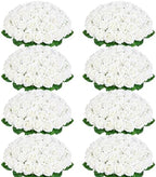 200Pcs White Roses Artificial Flowers Real Touch Velvet Fake Roses Bouquet by BLEUMCADE