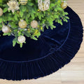 84-Inch Ruffled Velvet Christmas Tree Skirt, Navy Blue by StarryDynamo