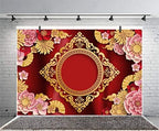 AOFOTO 12x8ft Chinese New Year Backdrop Red and Gold Paper-cuts Floral Lucky Clouds Traditional Spring Festival Asian Lunar New Year Background Room Decoration Banner Kid Portrait Photo Shoot Props - Image 3