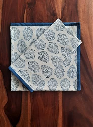 ATOSII Amalfi Blue 100% Cotton Fall Cloth Designer Dinner Napkins, Handblock Print, Washable Durable Linen for Everyday Use Wedding Parties Outdoors Christmas Thanksgiving I 20 X 20 Inches I Set of 4 - Image 2