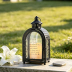TRIROCKS Memorial Lantern 11'' High Walk Beside Us Remembrance Lantern With Automatic Timer LED Candle And Love Pattern Bereavement Sympathy Gifts For Funeral Memorial Service Loss of Loved One(Black) by TRIROCKS