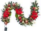 Garvee 6 Feet Christmas Garland with Lights for Mantle, Red Gold by Garvee