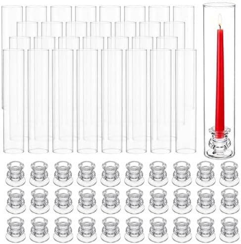 Hurricane Glass Candle Holders 30pcs Candlestick Holders for Taper Candles Centerpieces for Tables Wedding Birthday Party Home Decor by LOFINDAR