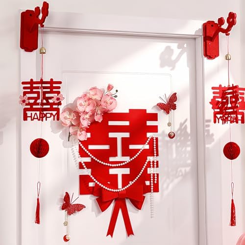 Chinese Double Happiness Wedding Room Decor Set - Traditional Style for Bridal Room, Door Decorations, Wedding Supplies. - Image 2