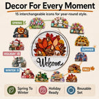Interchangeable Welcome Sign for Front Door 12 Inch Round Seasonal Decor - Image 6