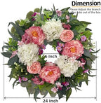 HipTree 24 Inch Spring Wreaths for Front Door with Peony Hydrangeas - Image 3