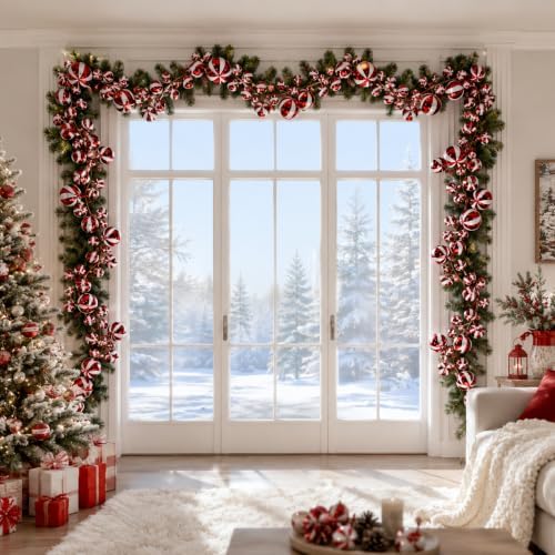 2 Pcs 6 ft Christmas Ball Ornament Garland, Candy - Image 6