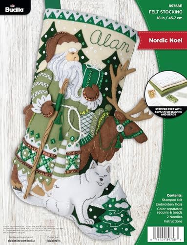 Bucilla Felt Applique 18" Stocking Making Kit, Nordic Noel, Perfect for DIY Arts and Crafts by Bucilla