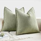 MIULEE Pack of 2 Sage Green Euro Shams Chenille Pillow Covers 24x24 Inch - Image 6