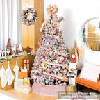 XmasExp Christmas Tree Collar, 33.5 inch Sequin Tree Skirt Stand Base Cover for Home Decor, Large Size 6 Piece, Rose Gold - Image 5