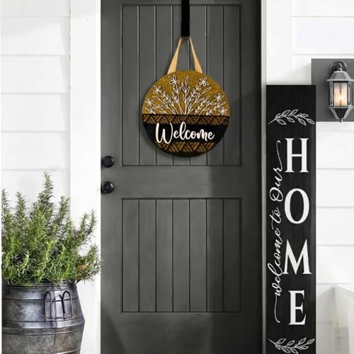 12" 3D Welcome Sign for Front Door Decor - Rustic Round Wood Wreath Wall Hanging - Modern Farmhouse Porch Decor - Housewarming, Wedding & New Home Gift - Spring Summer Decoration - Image 4