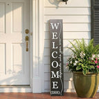 Welcome Porch Sign Decor,Hanging Wooden Door Sign,Rustic Porch Standing Decorative Signs,Vertical Plaques for Front Door,Farmhouse Outdoor Indoor Welcome Sign 47.2"H（Black） by Unknown