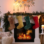 12 Pcs Christmas Stocking 18" Plush,Red,Brown,Khaki,Dark Green - Image 6