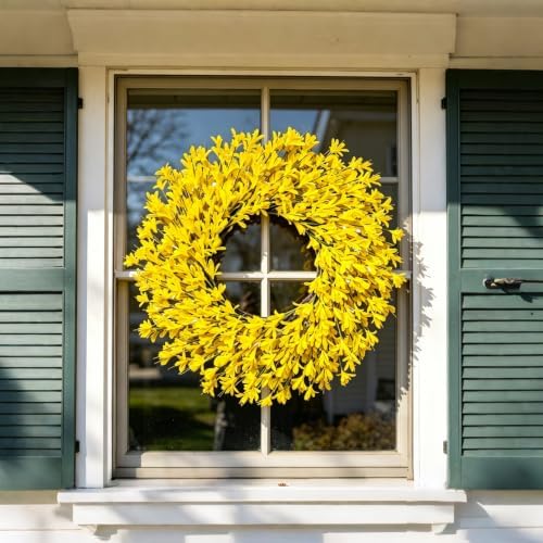 24 Inch Artificial Yellow Forsythia Wreaths Spring Summer Fall Wreath - Image 5