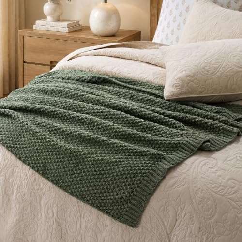 EVERGRACEHOME Chunky Chenille Knit Throw Blanket, 60 x 80, Pine Green - Image 5