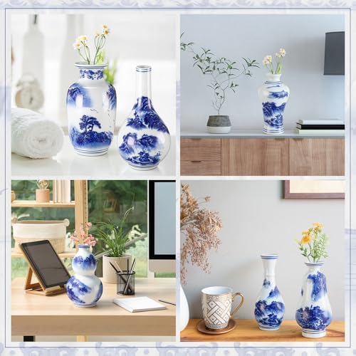 Maxcheck 12 Pcs Small Blue and White Vase, Mini Chinoiserie Vases, Stylish - Image 5