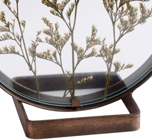 NIKKY HOME Nature Dried Flower Taper Candle Holders Set of 2, Vintage Decorative Metal Candlesticks Round Frame with Glass Centerpieces Decor for Dining Room Table Wedding Party Mantle Fireplace - Image 5