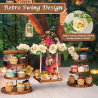 Large Wooden 3 Tier Cupcake Dessert Table Display Stand with Swing - Image 6