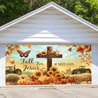 16X7Ft Fall for Jesus Garage Door Cover Banner Decorations, He Never Leaves Thanksgiving Backdrop Garage Door Autumn Backdrop Wall Decorations for Outdoor Home Yard Decor Party Photo Backgrounds - Image 5
