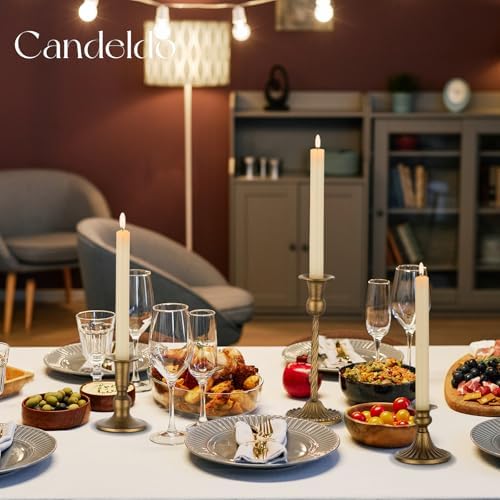 Candeldo Brass Finish Candle Holders Set of 10 for Table Centerpiece - Image 4