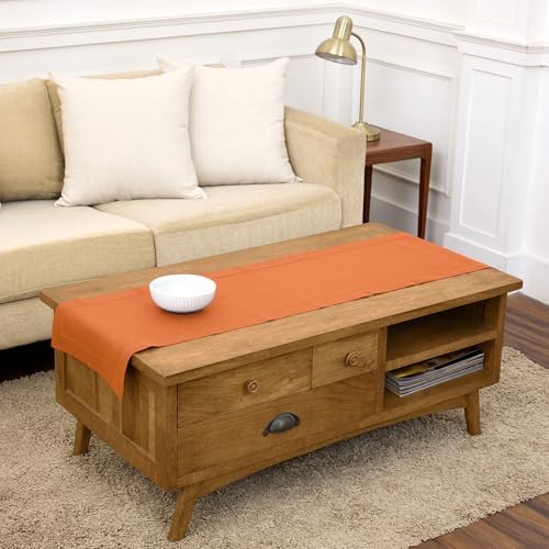 Solino Home 100% Pure Linen Dining Table Runner Pumpkin Woven, 14 x 48 in by SolinoHome