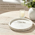 Vanselia Decorative Table Tray Round Trays Home Decor Cement (11.8" Rustic) - Image 6