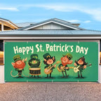 7 * 16FT Summer Garage Door Cover Decorations Sunset Palm Trees Garage Door Banner for Outdoor Indoor Summer Party Photography Backdrop (Happy St. Patrick's Day, 7 * 16 ft) - Image 4
