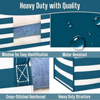VENO Moving Bags, Wide Open Top, Clear Window, Classic Navy Stripe, 8 Pack - Image 4