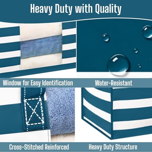 VENO Moving Bags, Wide Open Top, Clear Window, Classic Navy Stripe, 8 Pack - Image 4