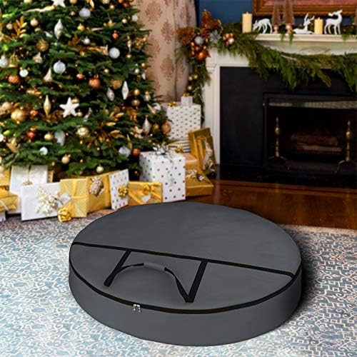 Covers & All Christmas Wreath Storage Bag 12 Oz with Carrying Handle & Dual Zipper - 100% Water Resistant Durable Material Storage Bag - Holiday Xmas Tear Resistant Bag (30" Dia x 7" H, Grey) by CoversAll