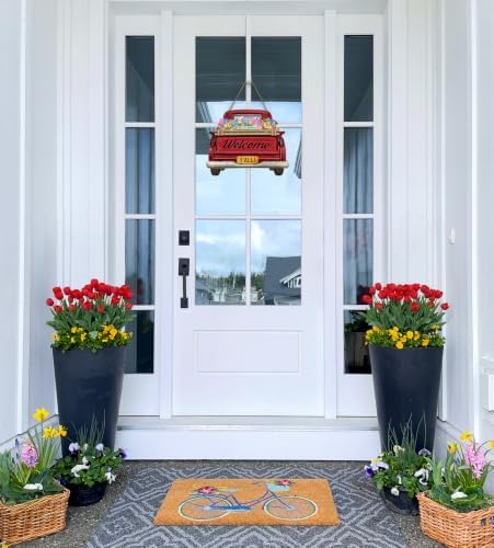Interchangeable Welcome Sign for Front Door Red Farmhouse Truck Decor Hanging Sign with 11 Interchangeable Seasonal and Holiday Decor Signs 12x14 in. (Country Rustic) - Image 7